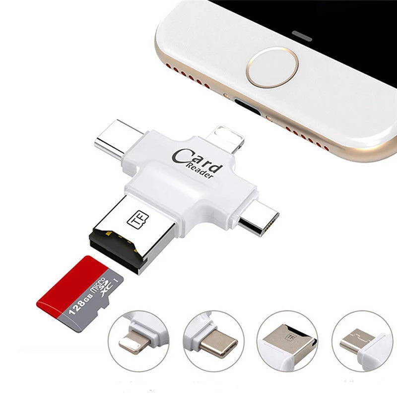  4 в 1 крестообразное очертание Type-C Micro USB адаптер OTG кард-ридер для смартфонов ноутбуков и настольных