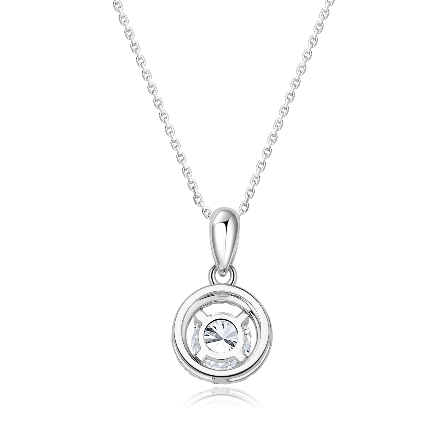 Solitaire 0.3CT DE VS Lab Grown Diamond Pendant Charm Halo Cluster Setting Pendant without Chain for Gifts