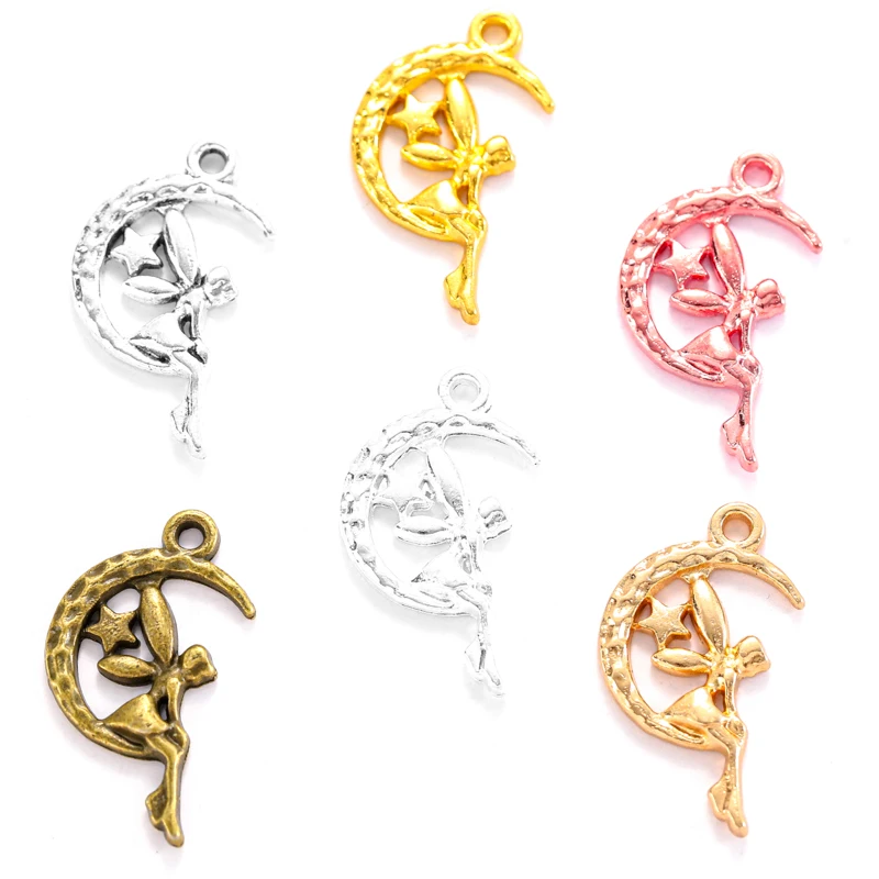 YuenZ Bronze Moon Elf Charm Metal Charms Necklace Jewelry Diy Jewelry Findings Handmade Craft 25*15mm I203