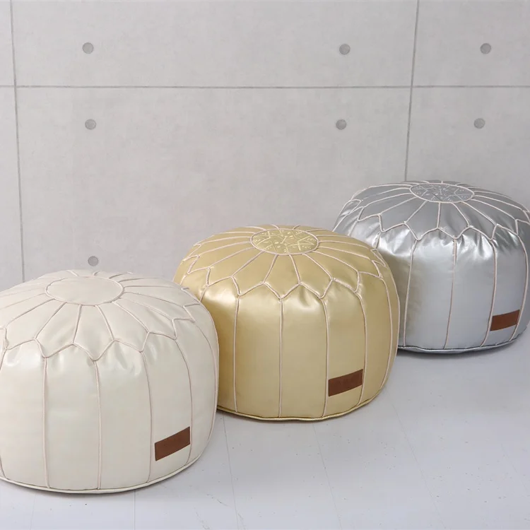 Factory Directly OEM Leather Fabric Bean Bag Moroccan Pouf