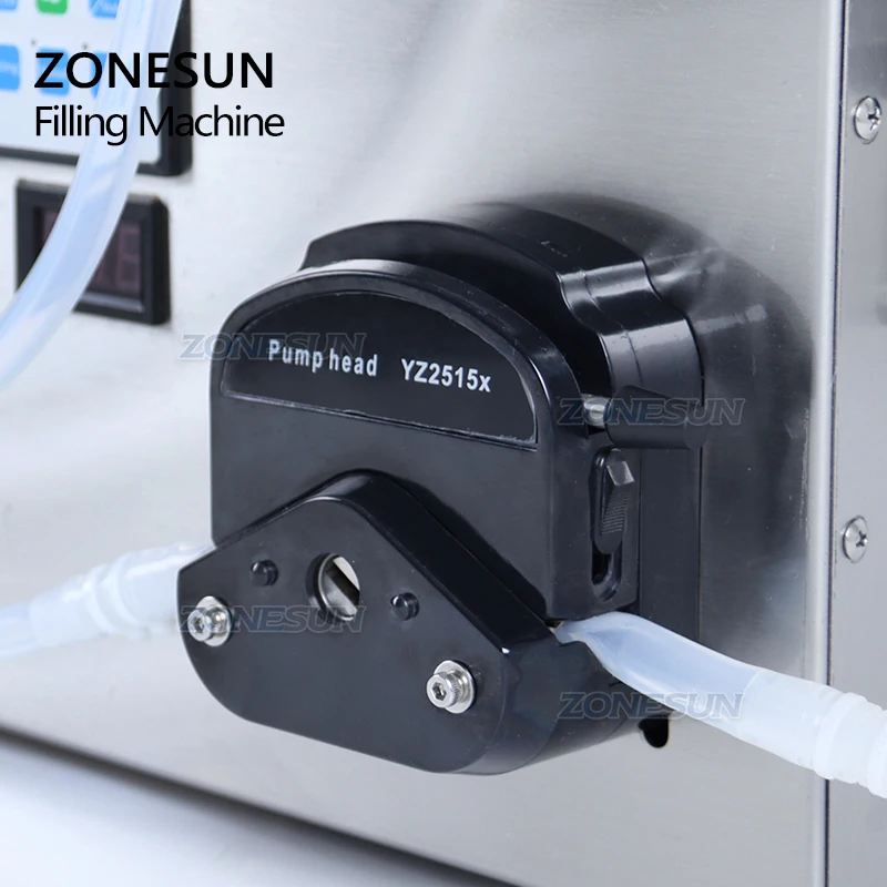 ZONESUN 2 Heads Perfume Water Juice Essential Oil Electric Digital Control Peristaltic Pump Liquid Filling Machine 3-2500ml