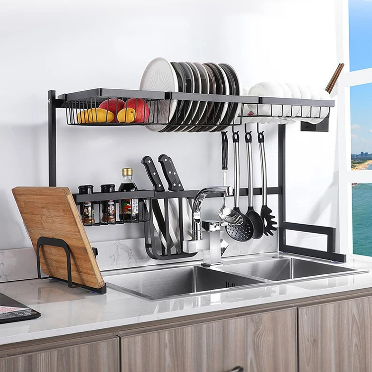 
Stainless Steel Kitchen Dish Drying Rack/Black Stainless Steel Dish Rack/Kitchen Metal Dish Rack Over Sink 