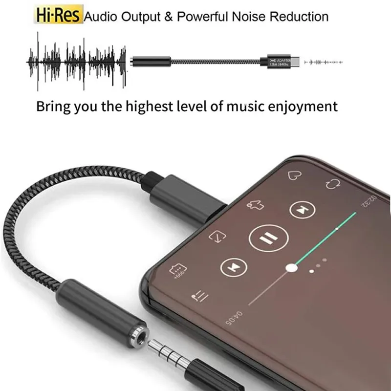 HanPu  factory Audio Cable Usb C to 3.5mm headphone jack adapter For mobile Chip:ALC5686/ALC4050