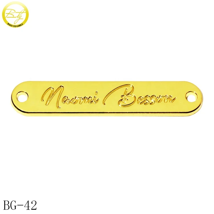 Custom logo Engraved Name Label Sewing 2 Holes Metal logo Tags Plate for Clothes Accessory
