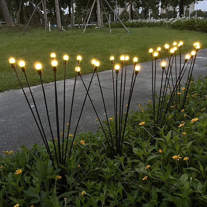 Outdoor Solar Pathway Light Waterproof 6/8/10 Heads Led Powered Swaying Firefly Lamp Starburst Solar Firefly Garden Light