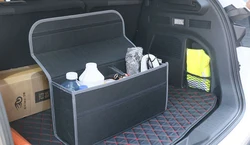 Car Boot Organizer Box Car Cargo Container Storage Bags Soft Car Accessories Felt Organizer Bag Box For Sale