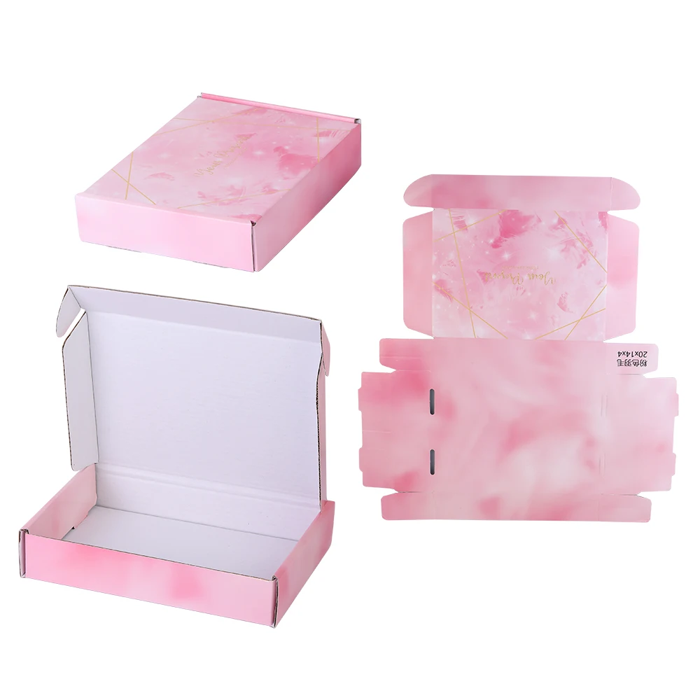 Free Design Custom Logo Pink Corrugated Mailer Cardboard Paper Packaging Mailing Postal Shipping gift Box For business Cosmetic
