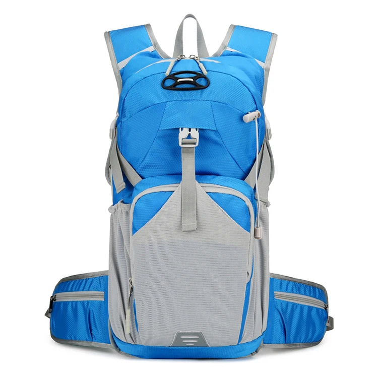 custom logo black blue waterproof polyester cycling hydration backpack outdoor casual travel hiking genuine bag for men women