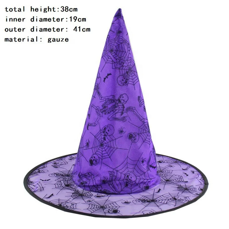 Spider Web Wizard Hat Halloween Party Supplies Polyester  Magical wizard hat Black Costume Cosplay party hats