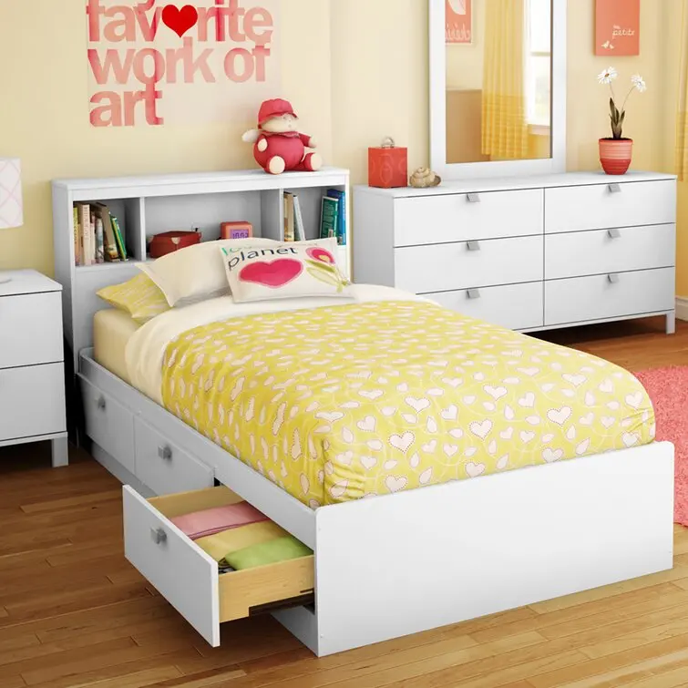 wooden single kid bed with drawer and storage luxury modern single bed wooden beds bedroom furniture