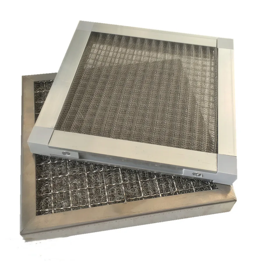 SS304 Knitted Wire Mesh Demister Pad Wire Mesh Mist Eliminator With Screen Grids And Bracket Side Access Air Filter
