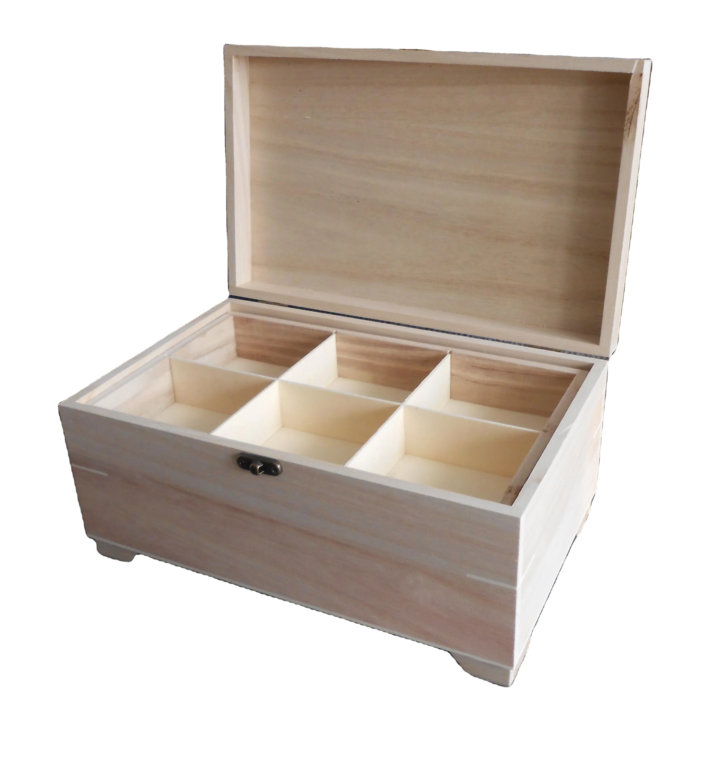 Custom Natural Unfinished Wooden Box with Removable Organizer