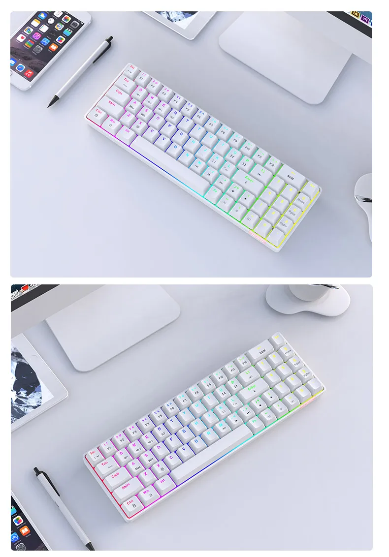 Ajazz AK692 Ultra Compact 60% Form Factor Triple Mode Hot Swap - Mechanical Gaming Keyboard ABS Keycaps RGB Backlit