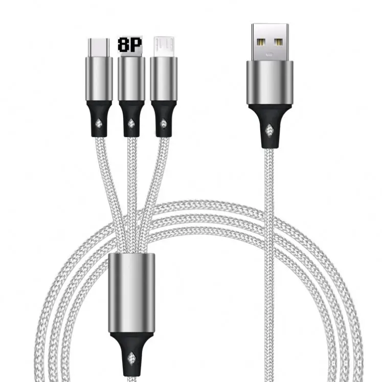 Factory price 3 in 1 charging Cable for Micro for Android for iphone usb fast charger cable mobile phone charging cable