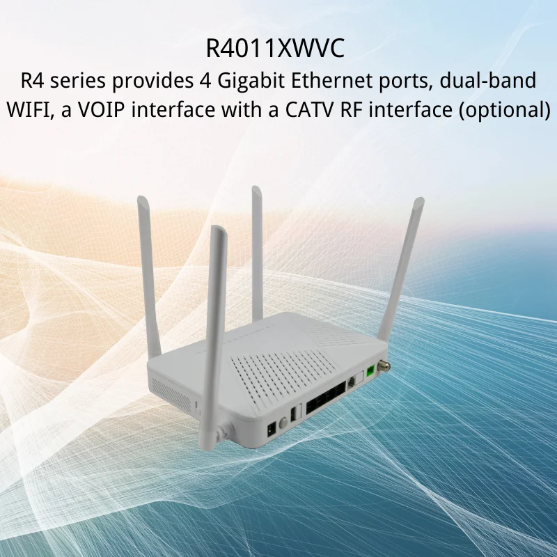 WSR4 Dual Band WIFI 2.4G 5G XPON GPON EPON Fiber Optic router 4GE+CATV+VOIP wseelaser ONT ONU