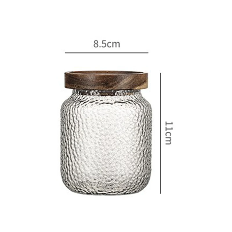 300ml 500ml Custom Stackable Rice Candy Kitchen Canisters Clear Glass Food Storage Jars Containers With Wooden Lids