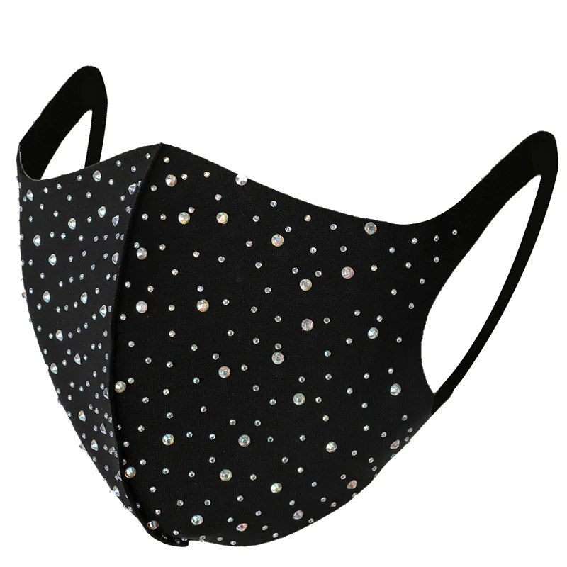 
Wholesale black bling bling maskes rhinestones blank neoprene face maskes 