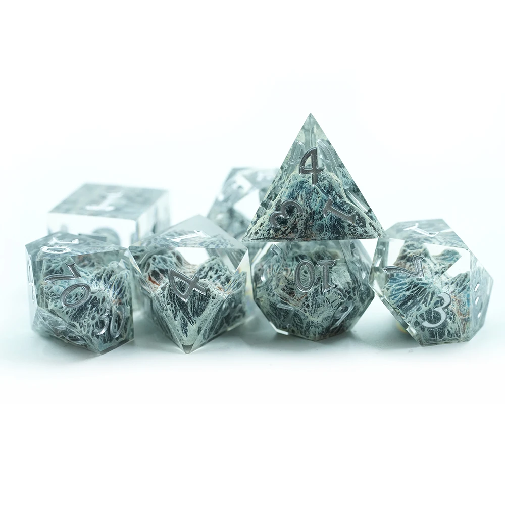 Online Multiplayer Dice Game 16mm 20 Sided Letter Starry Green Blue Polyhedral Dice set Stone Inside