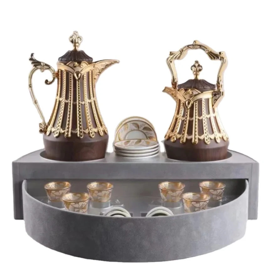 Inner Coffee Flask Pot Arabic Dallah Insulated Thermos Coffee Jug 1000ml Arab Vacuum Flask For Ramadan