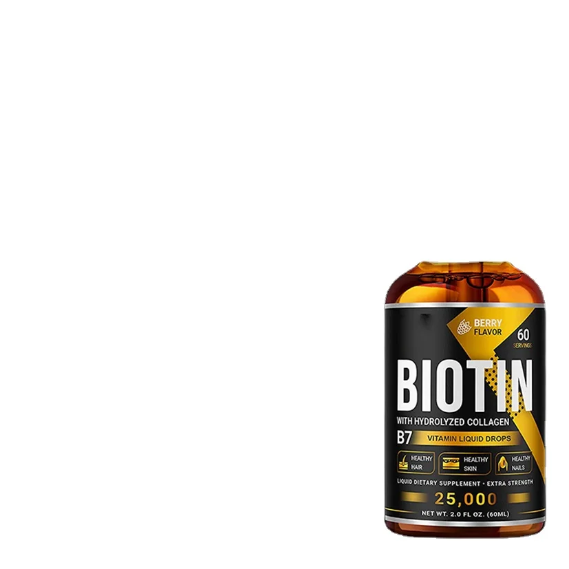 Wholesale OEM/ODM Biotin & Collagen 25,000mcg, Healthy Hair Support Liquid Drops, Supports Strong Nails, Glowing Skin