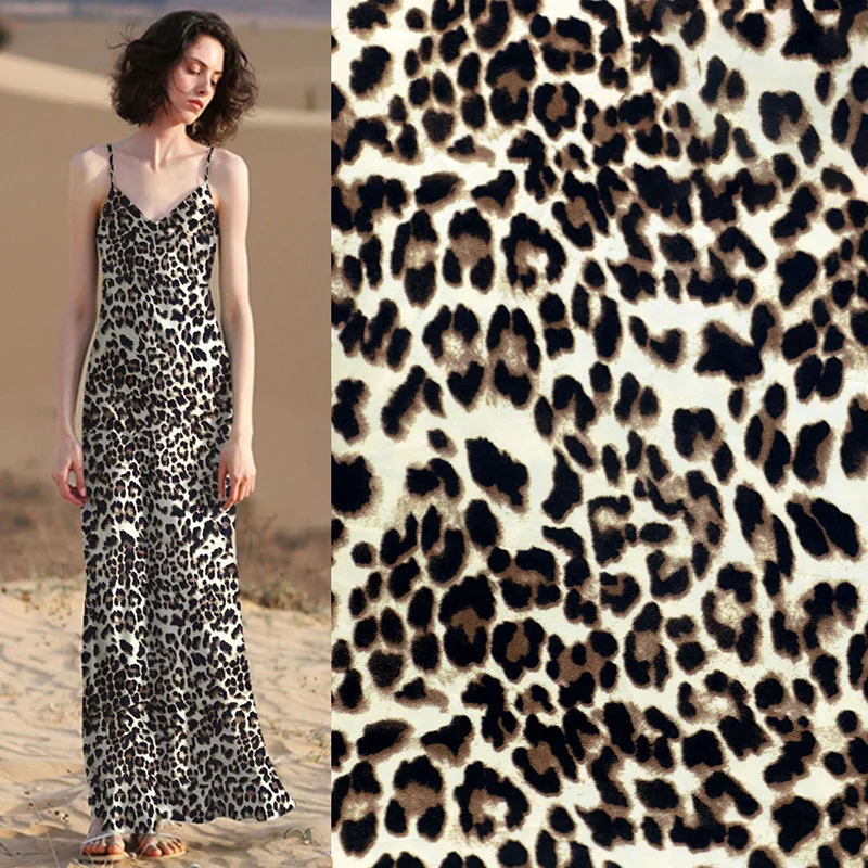 4 way stretch fabric print dress new fashion 100% polyester woven leopard printing fabric