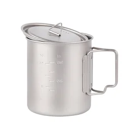 Outdoor Cup Titanium Camping Mug Tableware Hiking Cookware Wild Survival Cooking Equipment Picnic Fold Cup Utensils Lightweight