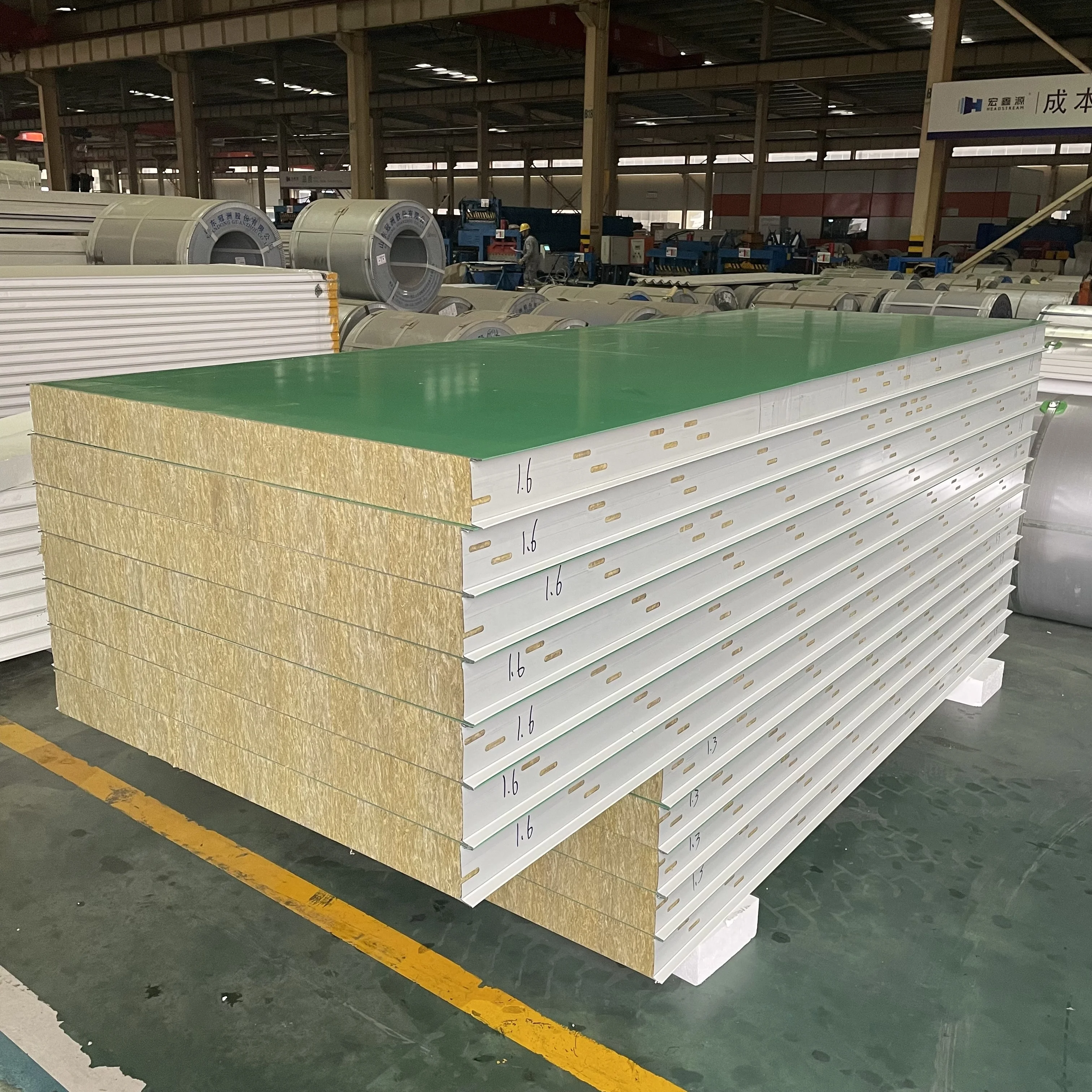 Lifetime Durability Fireproof Rock Wool Insulated Sandwich Panels External Wall Cladding