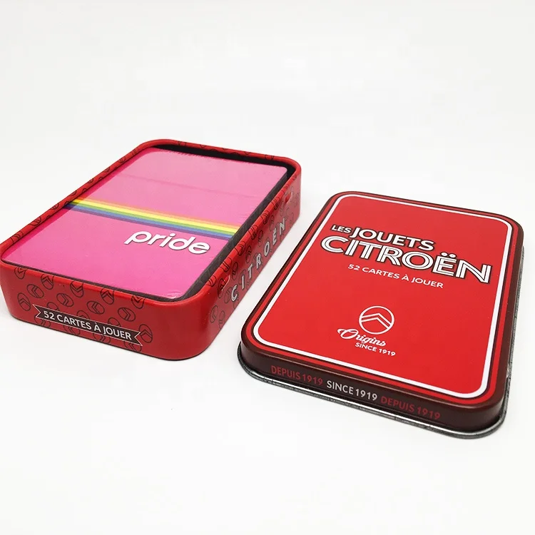 Custom Design Metal Can Tin Box for Playing Card Printing Bridge Poker Size US Saudi Kuwait Paper Plastic Poker Cards