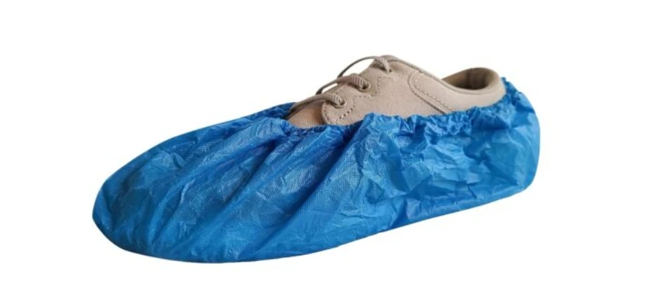 Cleanroom Waterproof Heavy Duty CPE 9mil Seamless Diamond Pattern Skid Resistant Shoe Covers Medical Cap & Shoe Cover