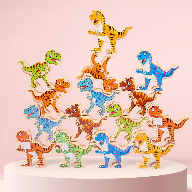 Wooden Dinosaur Balance Blocks Stack Toys For Kids