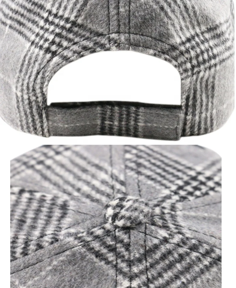 Winter Warm Casual Lumberjack Plaid Melange Cap Dad Hat 6 Panel Classic Adjustable Soft Furry Baseball Cap