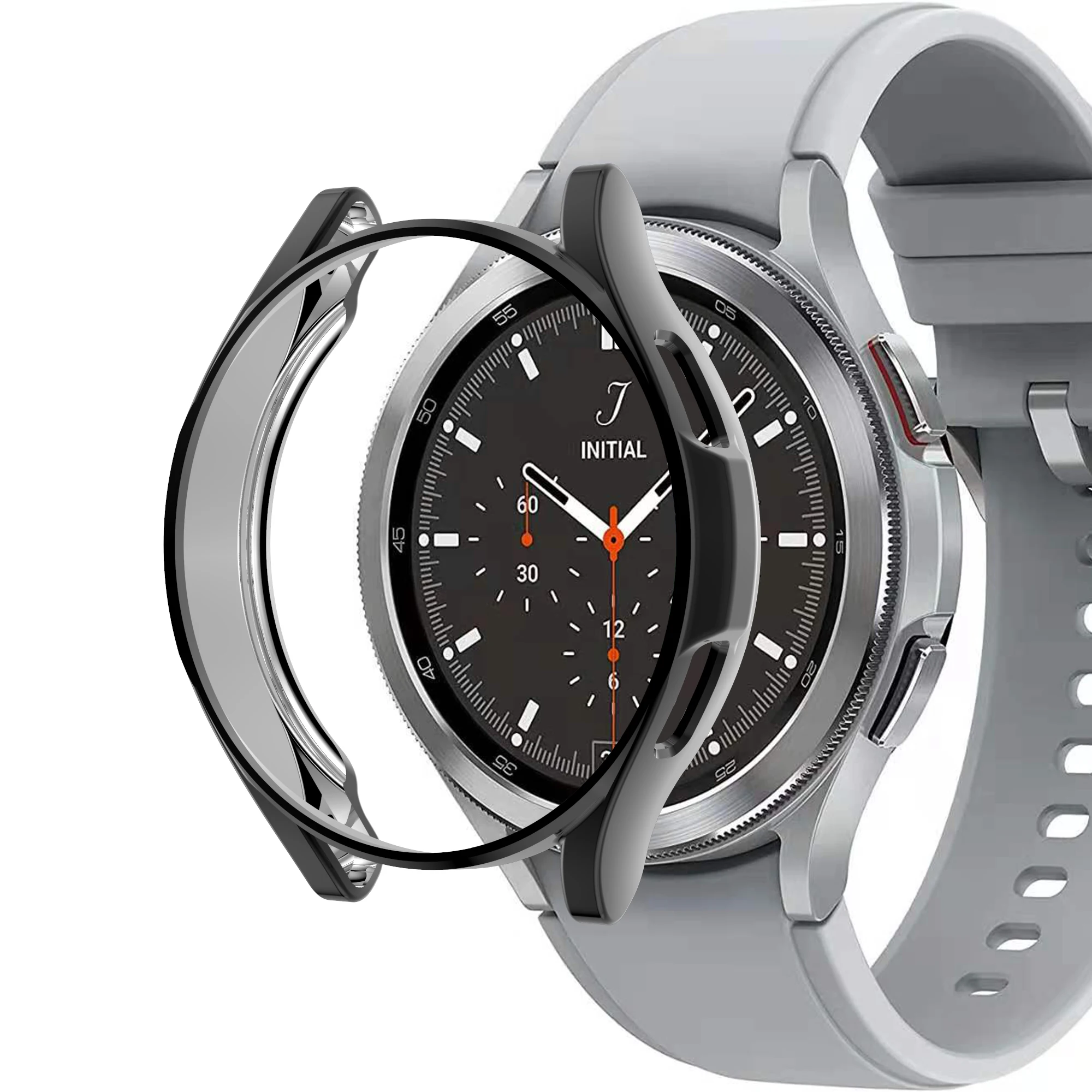 Soft TPU Watch Cover Case Samsung Galaxy Watch 4 classic Screen Protector Case 42/44mm, Anti-Fog Tempered Glass Protective Film