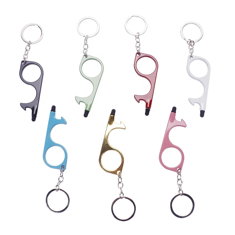 OEM/ODM Zinc Alloy Portachiavi NO Touch Door Opener Keychain Self Defense Keychain for Women