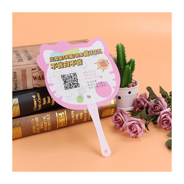 2022 Wholesale kpop cartoon cute multi-color held large hand round pvc picket fan