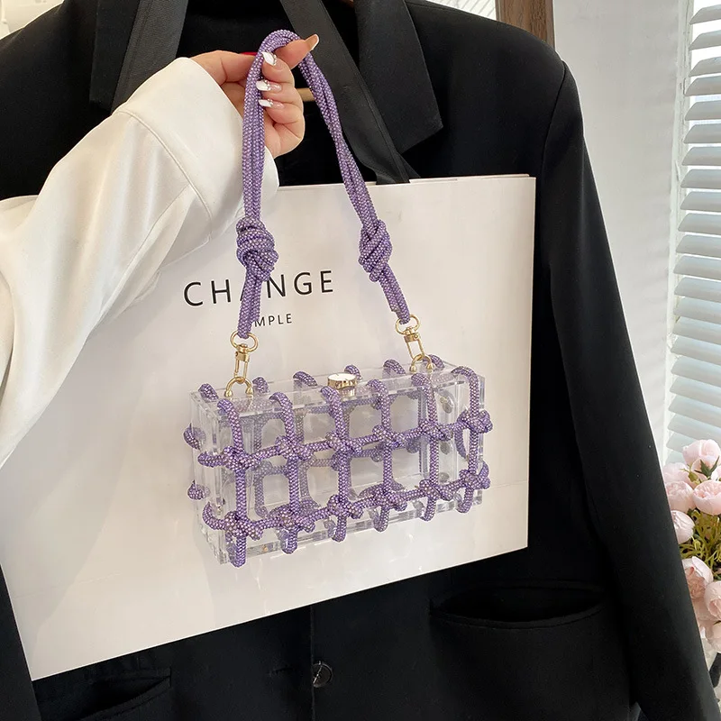 Party evening bag ladies small for women purse purple evening bags orange rhinestone evening clutches bag with luxury rhinestone