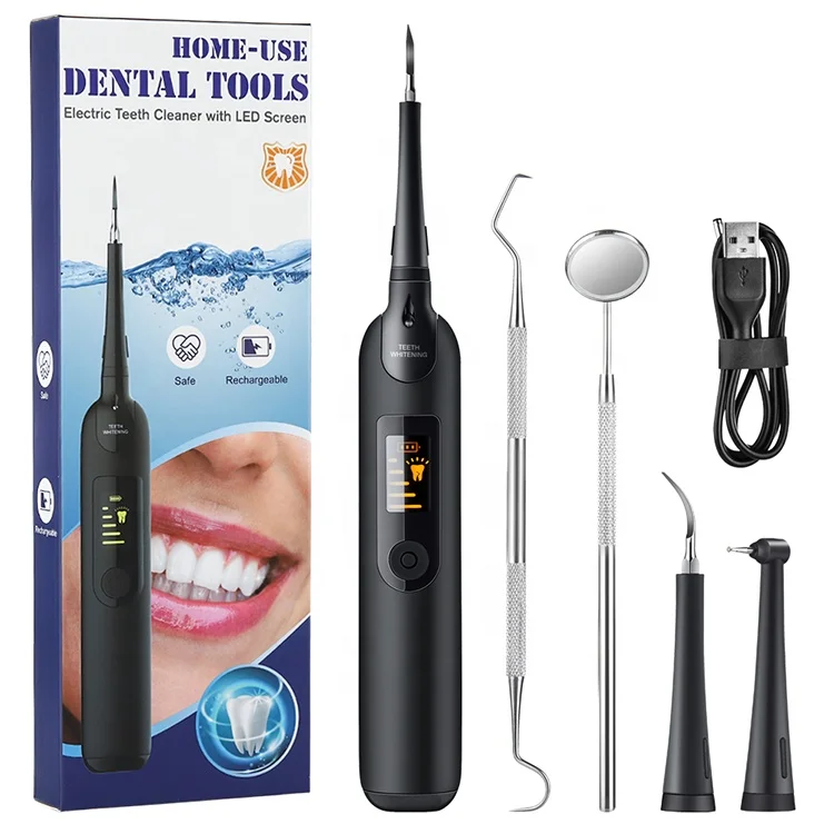 LED Screen High Frequency Vibration Ultrasonic Tartar Remover Tooth Cleaner portable Dental water