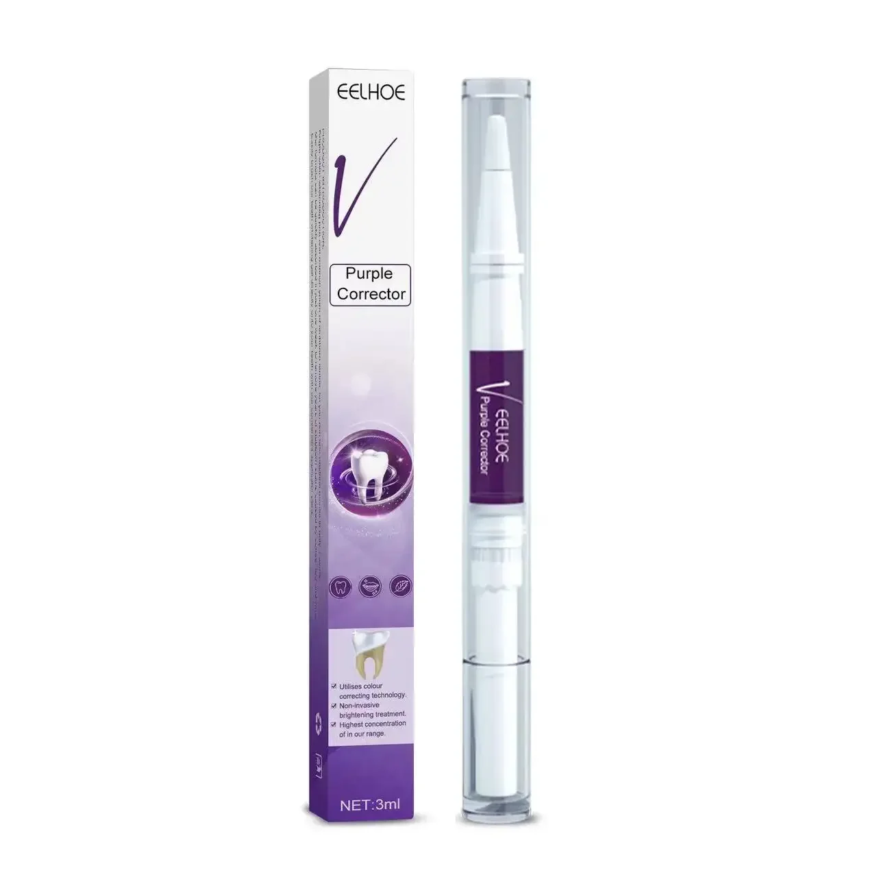White Teeth cleaning removal of stains anti-pigmentation oral care veener tooth brush V34 Purple Toning Teeth Pencil