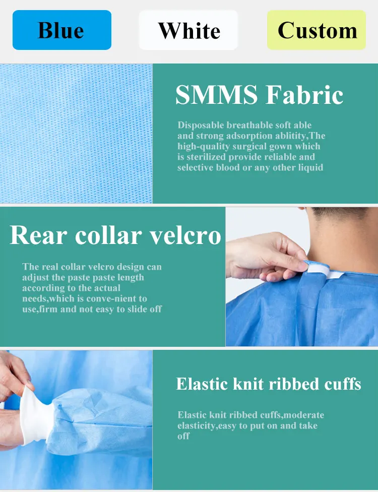 Rhycom 45g sms surgical gown hospital non woven disposable medical gown