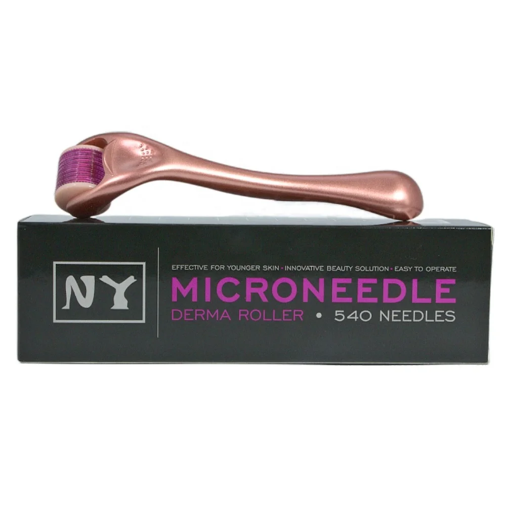 Hot Amazo n Wholesale Healthy Care 540 Micro Needle Derma Roller Wrinkle Scar Large Pore Derma Needle Roller in Rose Gold