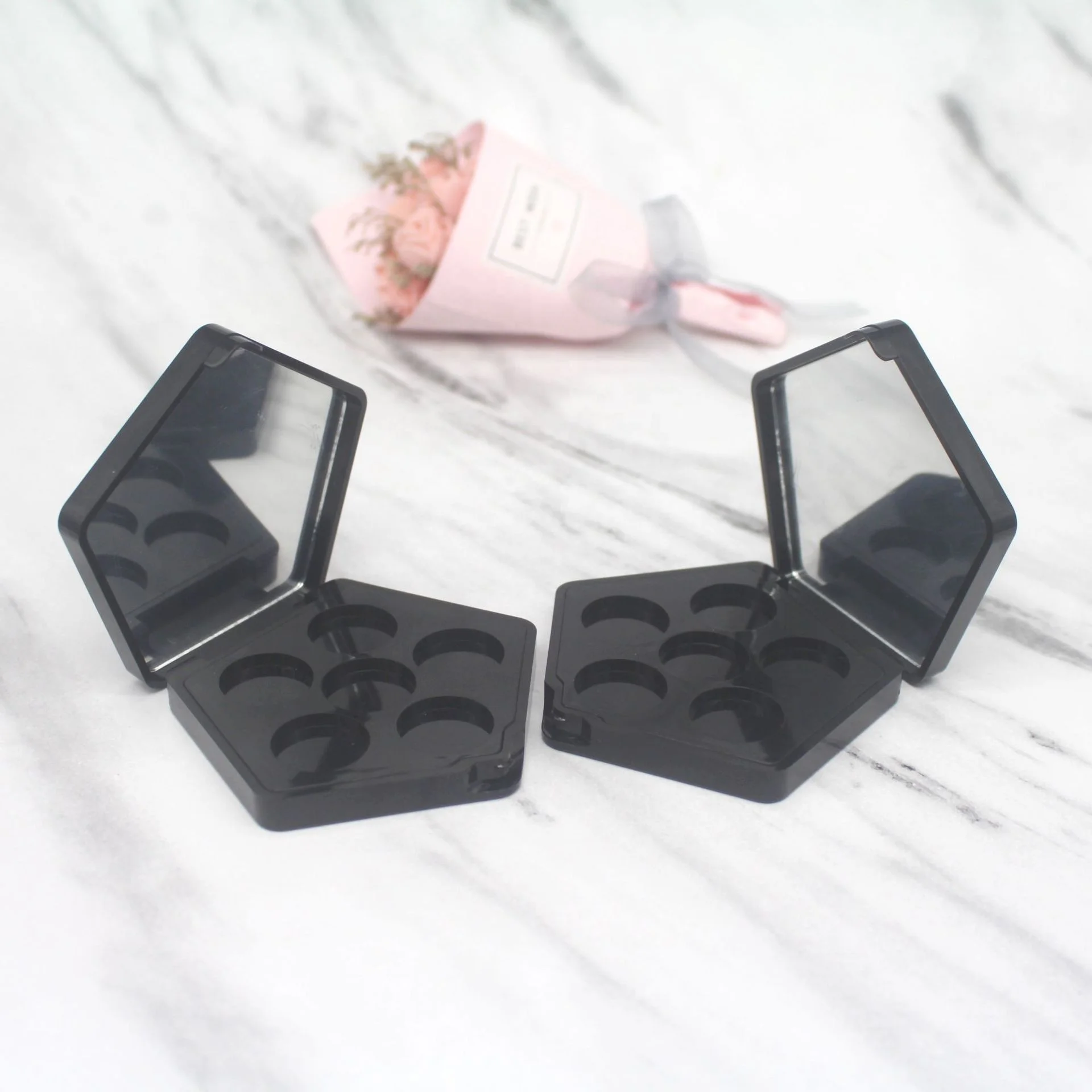 LZ Pack Stock 100pcs 6 Colors 20mm Pan Empty Powder Compact Wholesale Black Custom Palette Eyeshadow Pigment Case