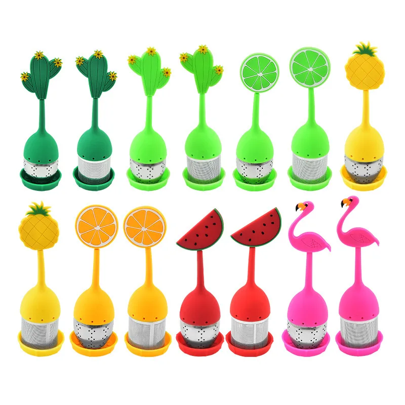 Food Grade Silicone Tea Infuser With Drip Tray Stainless Steel Oval Fine Mesh Cup Teapot Strainers Tea-leaves Filter Tool