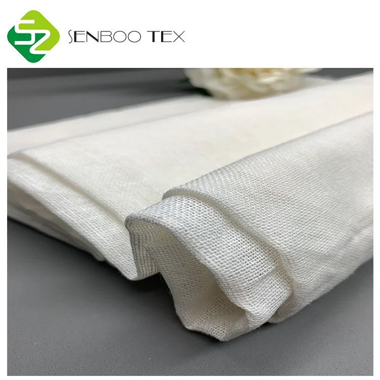 100% Unbleached White Ramie Fabric 110gsm Linen-Like Eco-Friendly Woven Mesh Fabric for Food Wraps Package Shirts Dresses
