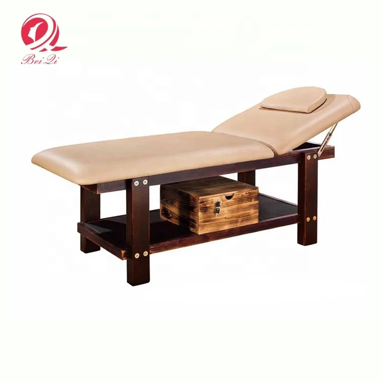 Luxury beauty salon furniture portable wooden spa facial bed massage bed table with cabinet for salon