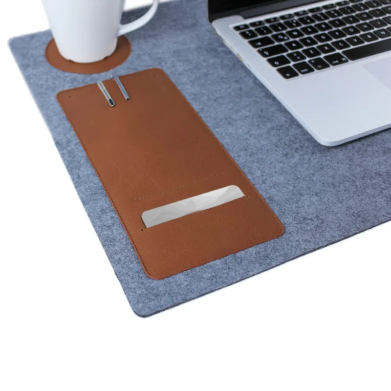 Felt desk mat with leather mouse pad for home and office decor