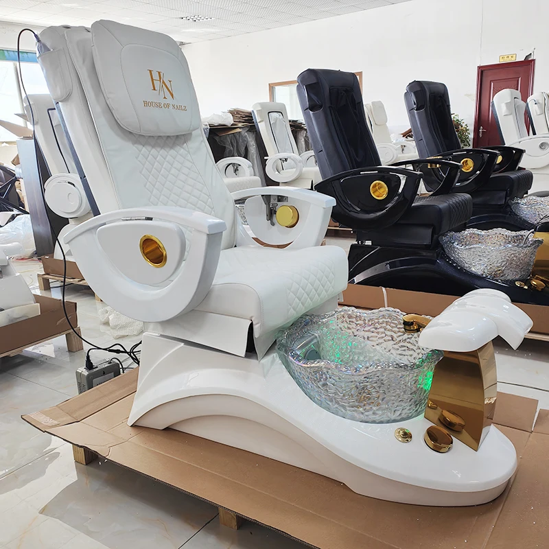 Modern reclining nail salon spa manicure chair electric massage foot care pedicure chair with draining pump