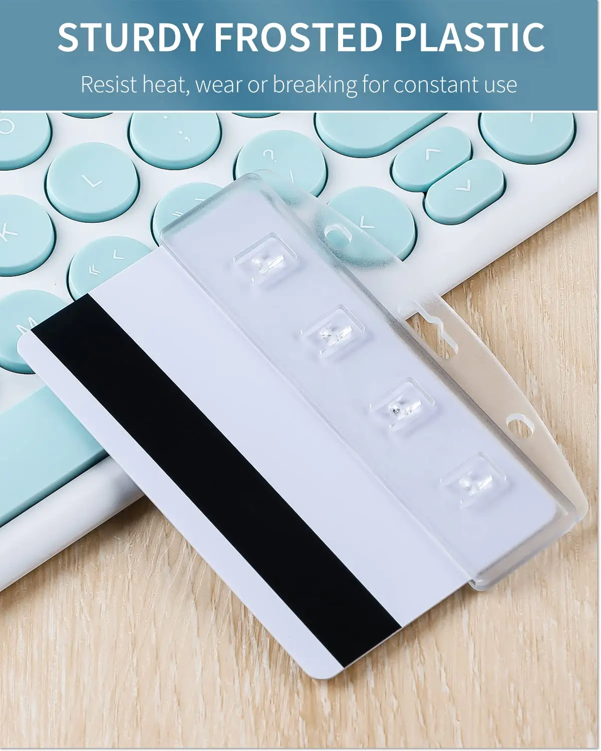 Horizontal Half Card Badge Holder Hard Transparent Protector Sleeve Frosted Pouch Gripper for POS Magnetic Swipe Credit Cards