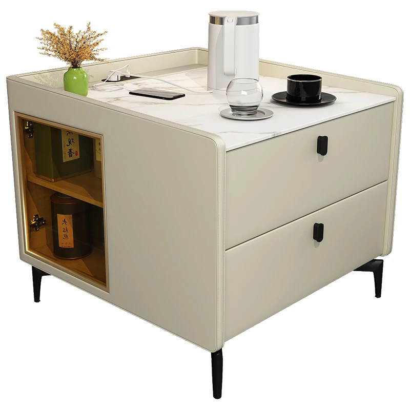 Widened side table cabinet multi-function locker glass door storage cabinet sofa next table bedroom