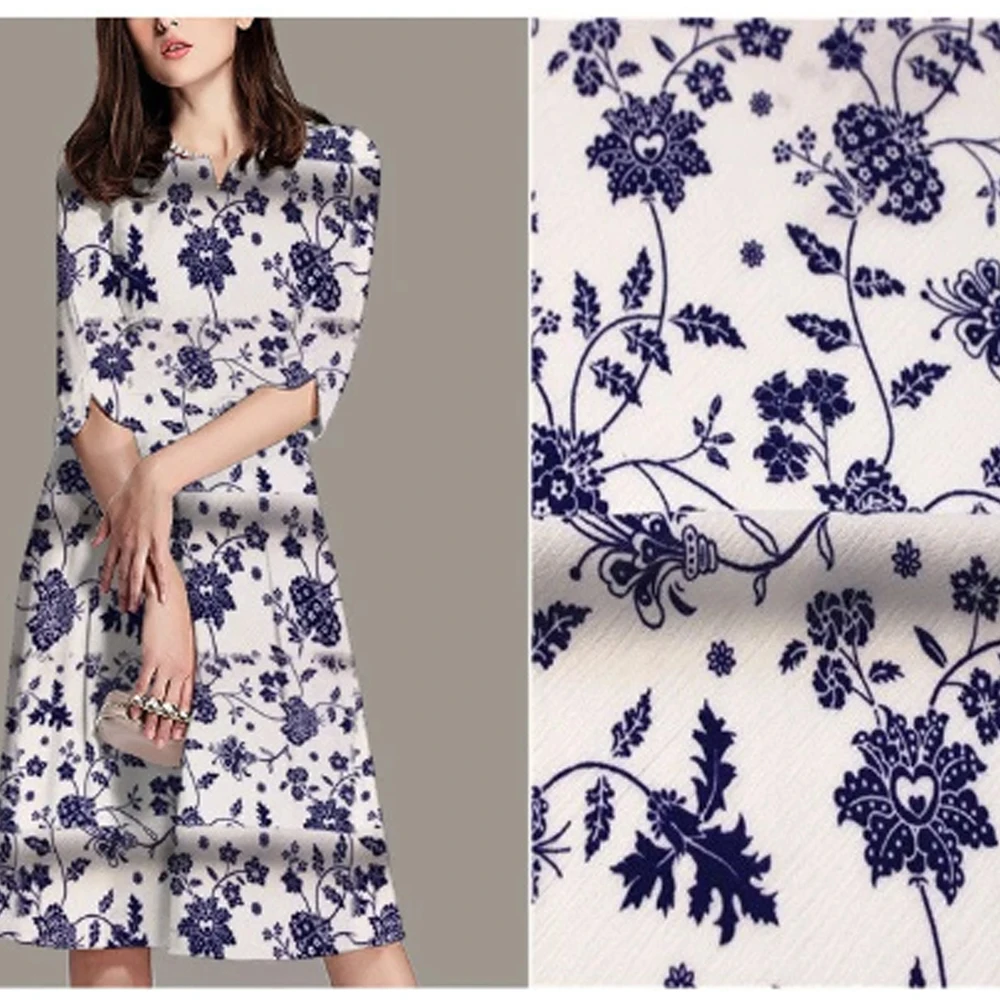 Custom wholesale viscose rayon cotton knitted floral pattern digital printed fabric for baati somali clothing dresses
