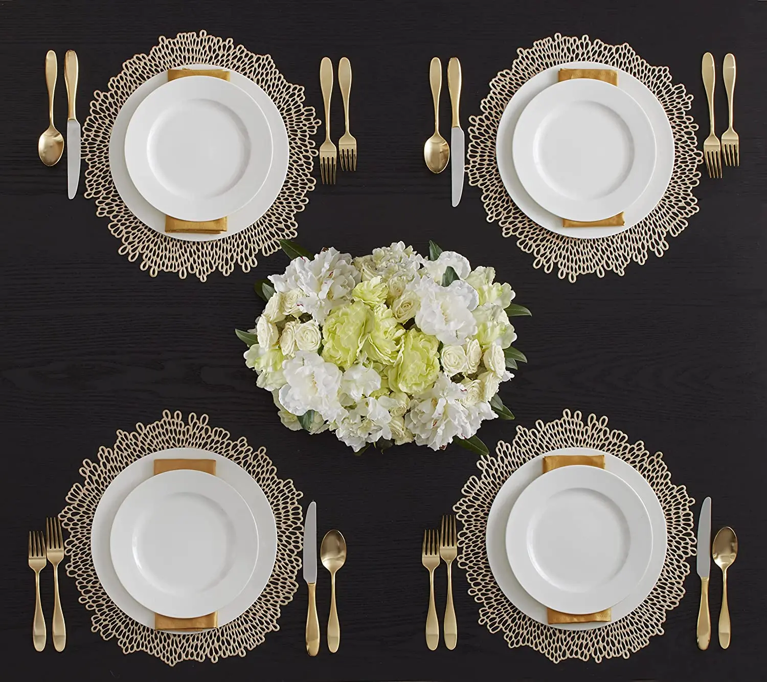 Benson Mills Bloom Pressed Vinyl Placemat Set Kitchen and Dining Table Mats for Wedding