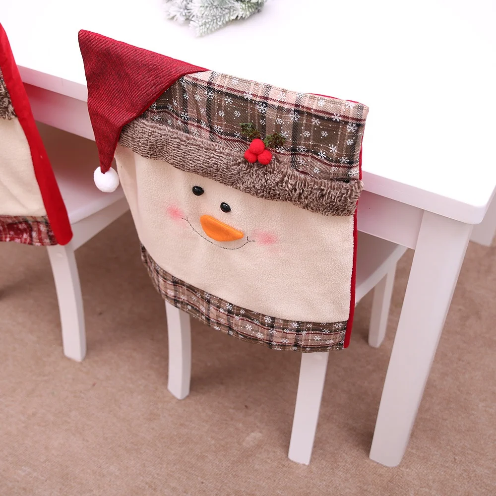 BSCI SJ0522 personalised home decoration soft fleece santa pattern claus snowman chair cover